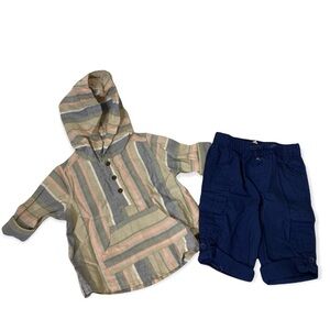 Toddler boy stripe shirt two piece pant set size 9 months